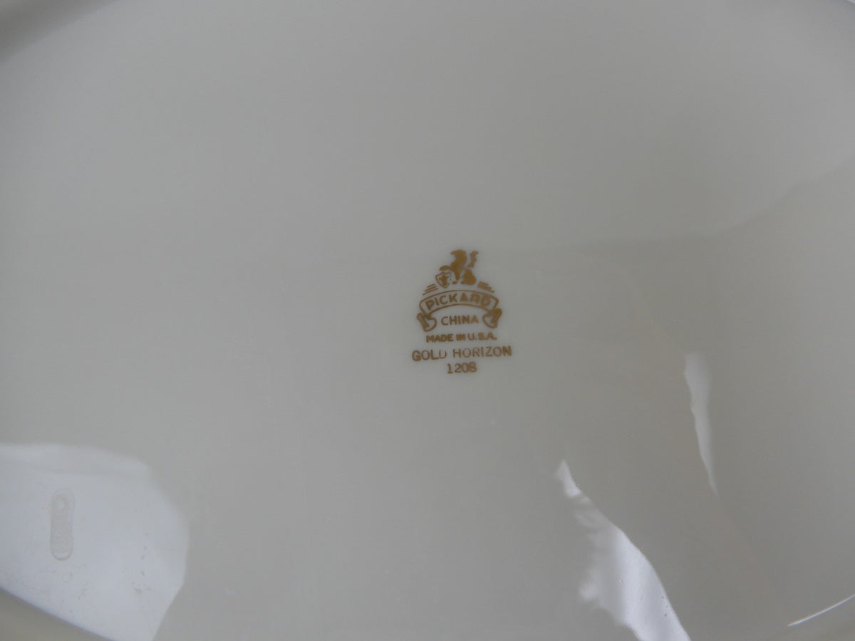 Vintage Pickard Gold Horizon~Set Of Platter,Oval Bowl,Gravy Boat  Made in U.S.A.