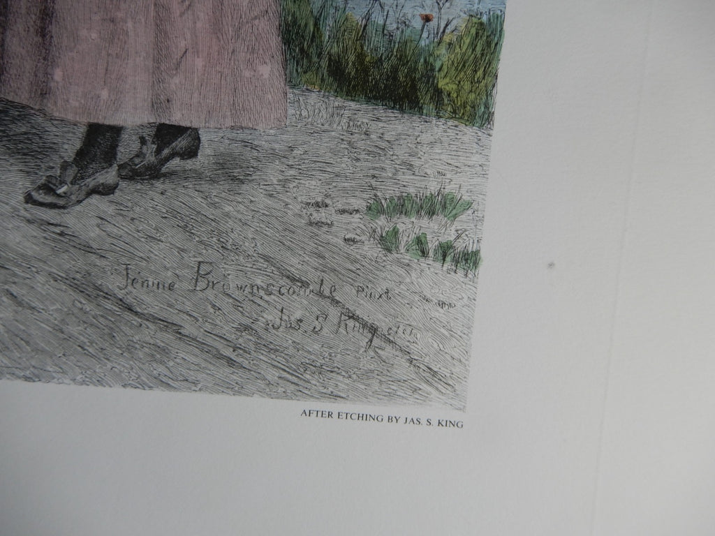 Sunday Morning in Sleepy Hollow Hand-Colored Lithograph,Sheet Unframed 39" X 28"