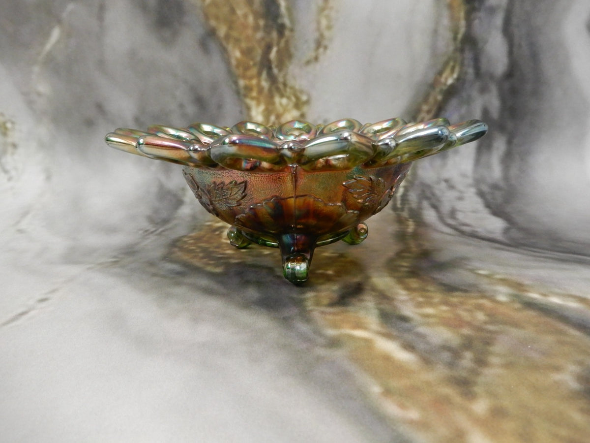 Beautiful Northwood Carnival Glass Wild Rose Open Edged Bowl