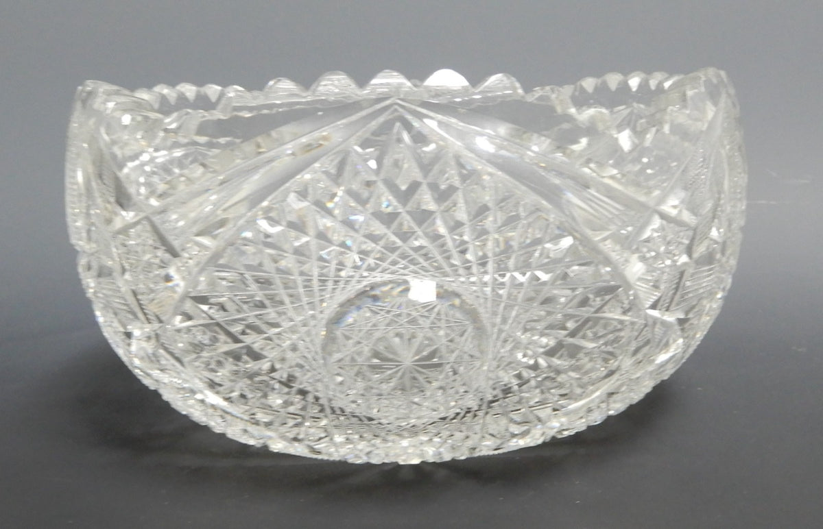 Antique American Brilliant ABP Heavy Crystal Cut Glass 7-1/2" Bowl