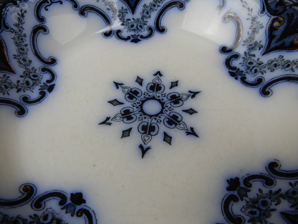 2 Coupe Soup Bowls Antique Alfred Meakin Flow Blue "Cambridge" Pattern