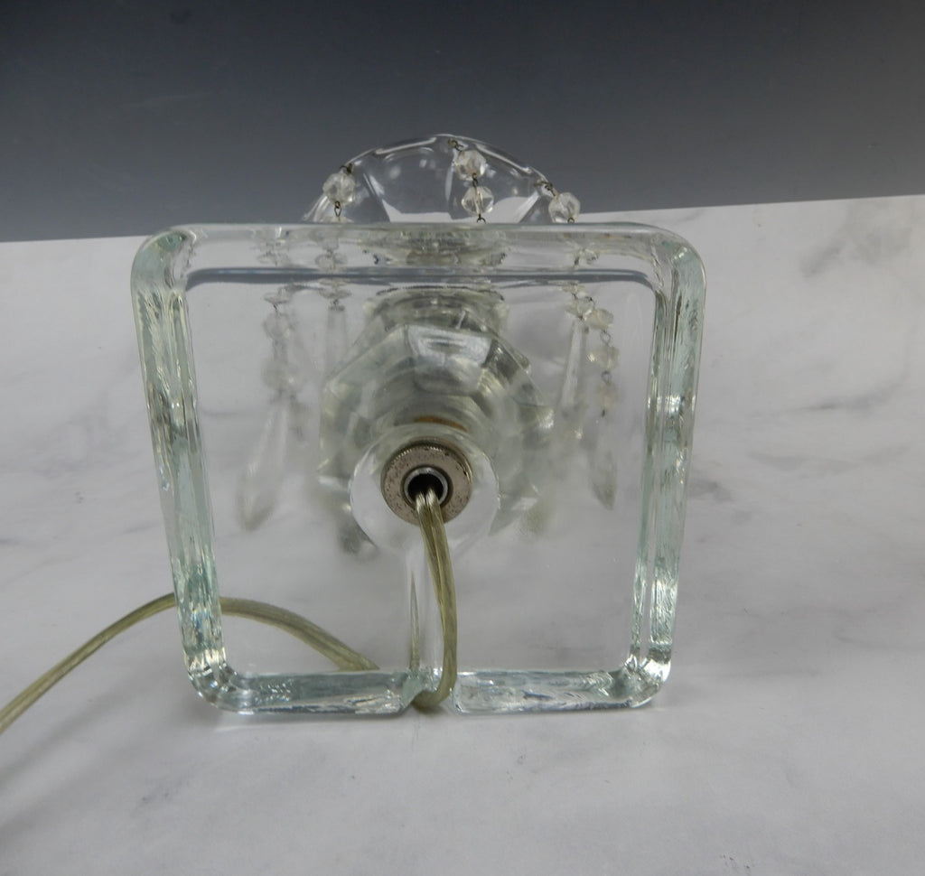 Vintage Crystal Regency Table Lamp W/Hanging Prisms 18-3/4" Tall