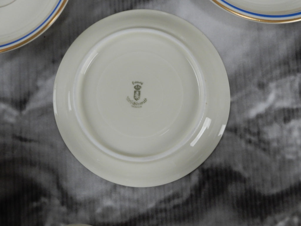 20 Pieces 5-Piece 4 Place Eamag Schönwald Bavaria Gold and Cobalt Blue Rim