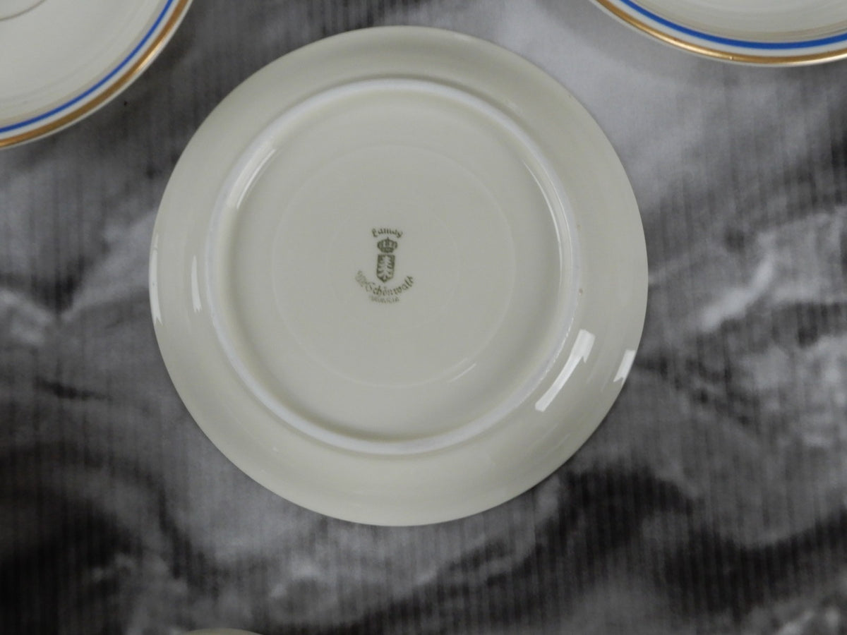 20 Pieces 5-Piece 4 Place Eamag Schönwald Bavaria Gold and Cobalt Blue Rim