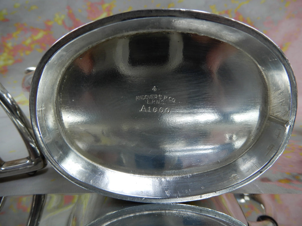Andover Silver Plated Coffee Pot, Creamer, Sugar Bowl with Tray