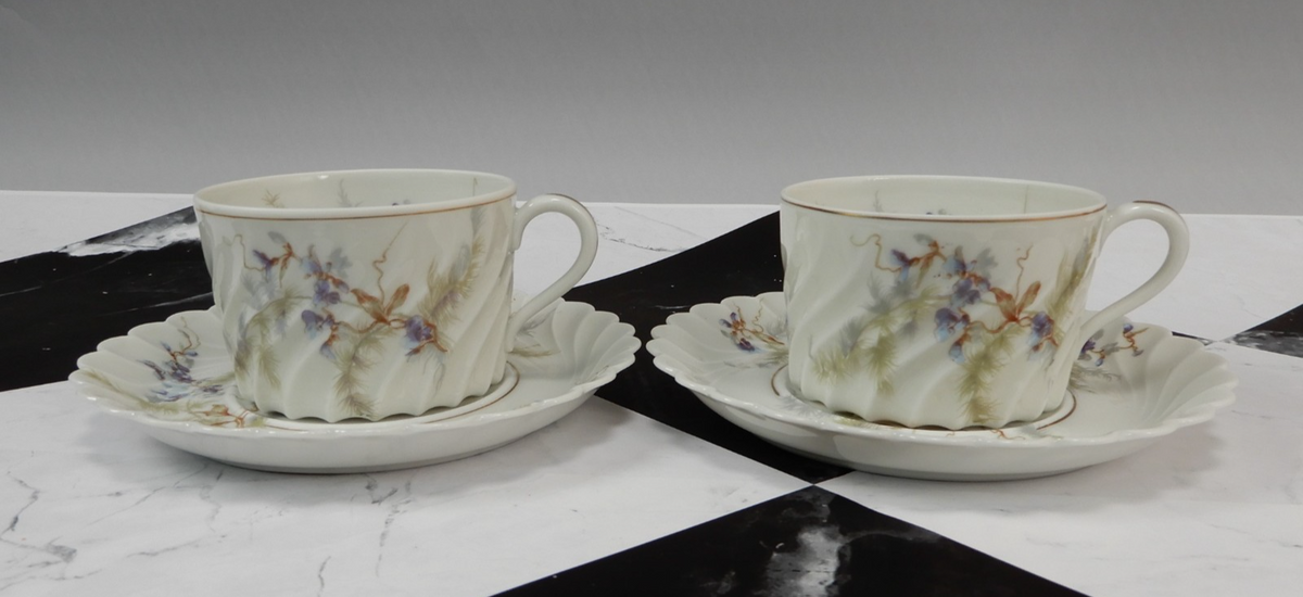 Vintage Haviland Limoges "Orsay" Made in France Set of Two Cups and Saucers