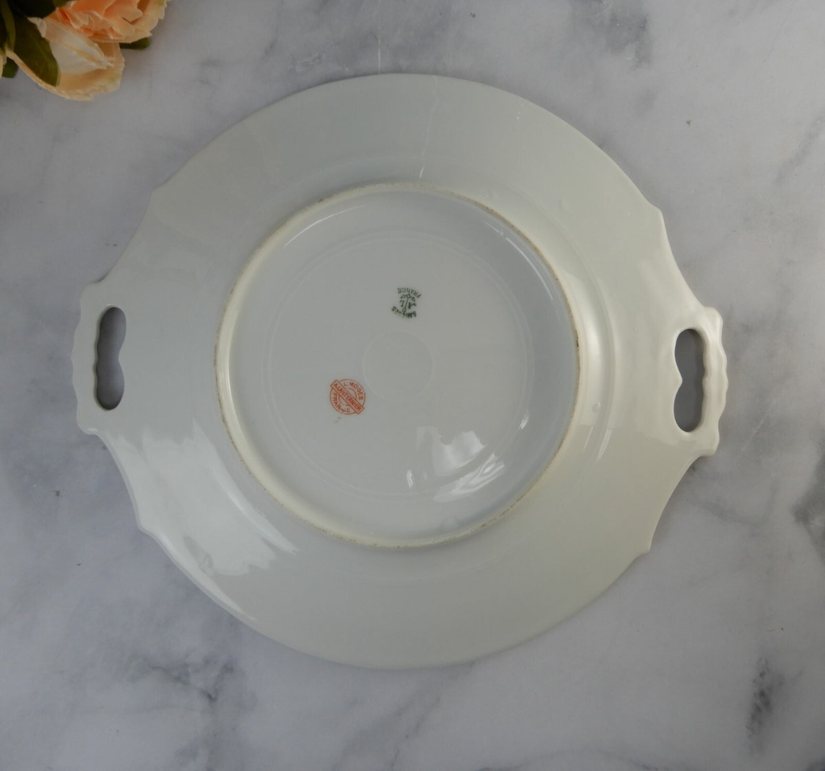Antique Limoges A. Lanternier France Porcelain Handled Serving Plate