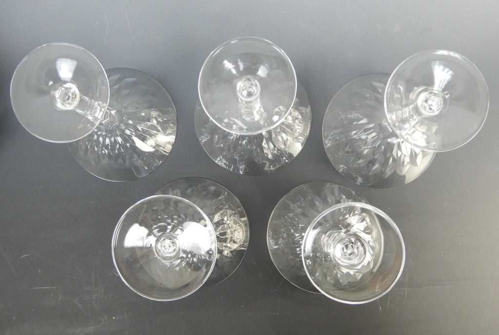 Josair Edith Crystal Stem 5 Saucer Champagne Feather Cuts Glasses