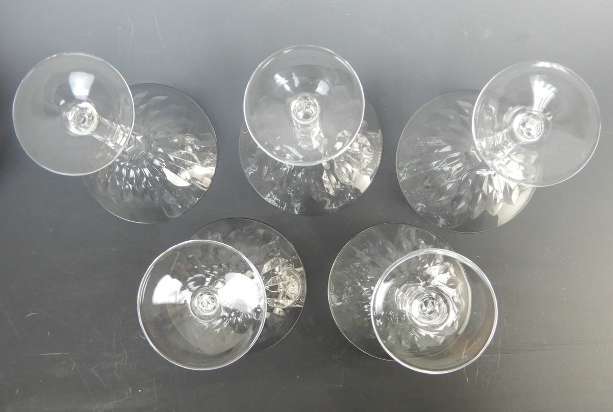 Josair Edith Crystal Stem 5 Saucer Champagne Feather Cuts Glasses