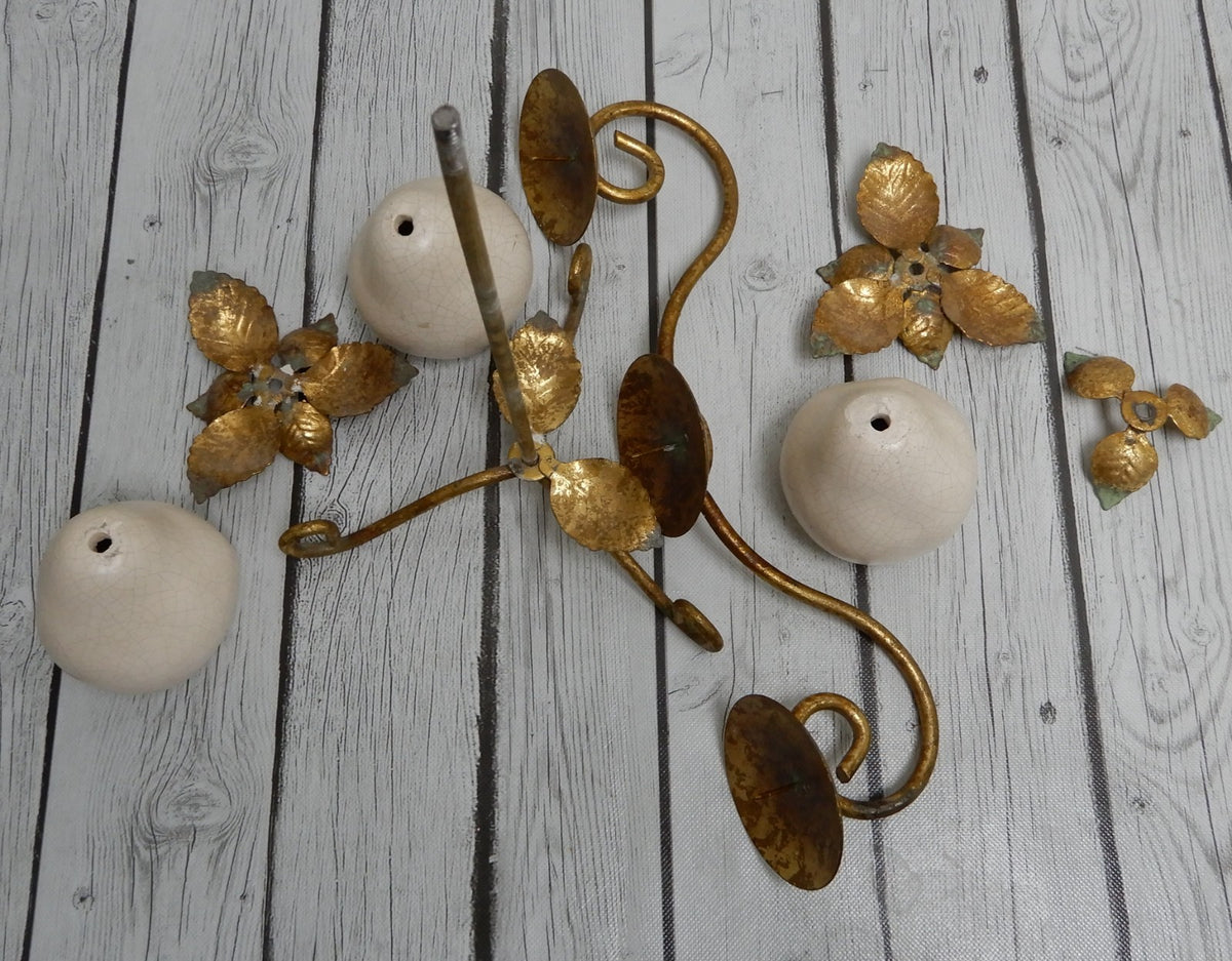 Vintage Gold Metal 3 Light Crackled Pear Stacked Votive Candle Holder