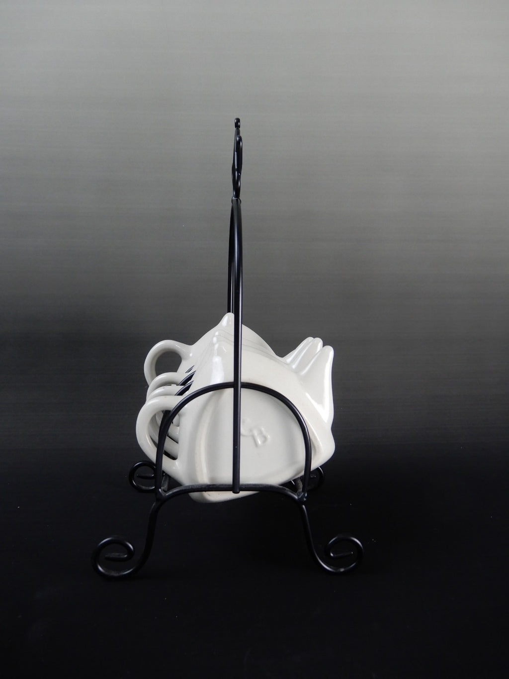 Vintage Ceramic Tea Bag Holders (4pc) with Caddy – Tea Pot Shape Rest