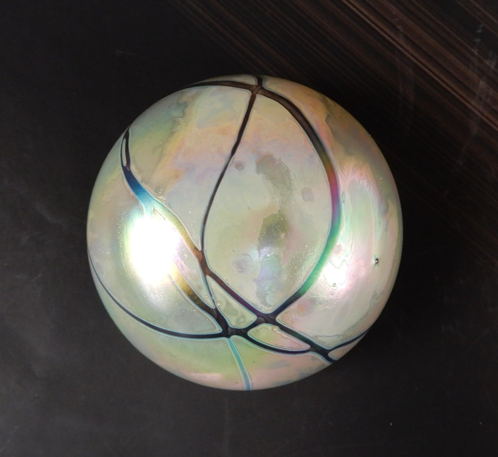 Vintage Gary Levay Hand Blown Iridescent Art Glass Paperweight Signed