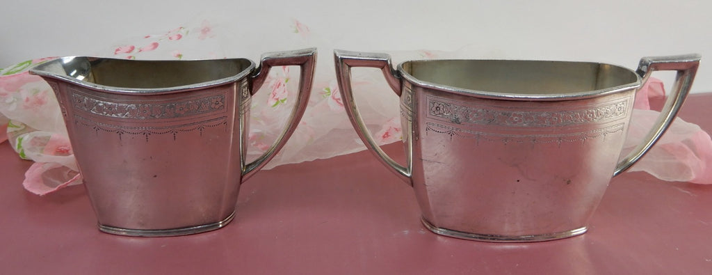 Paul Revere Community Plate Sugar Bowl & Creamer Set Silver Plate 14902 & 14903