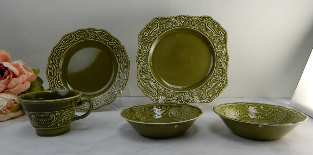 Vintage 5 Canonsburg Pottery Regency Ironstone Green Replacement Pieces