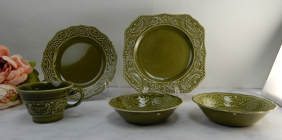 Vintage 5 Canonsburg Pottery Regency Ironstone Green Replacement Pieces