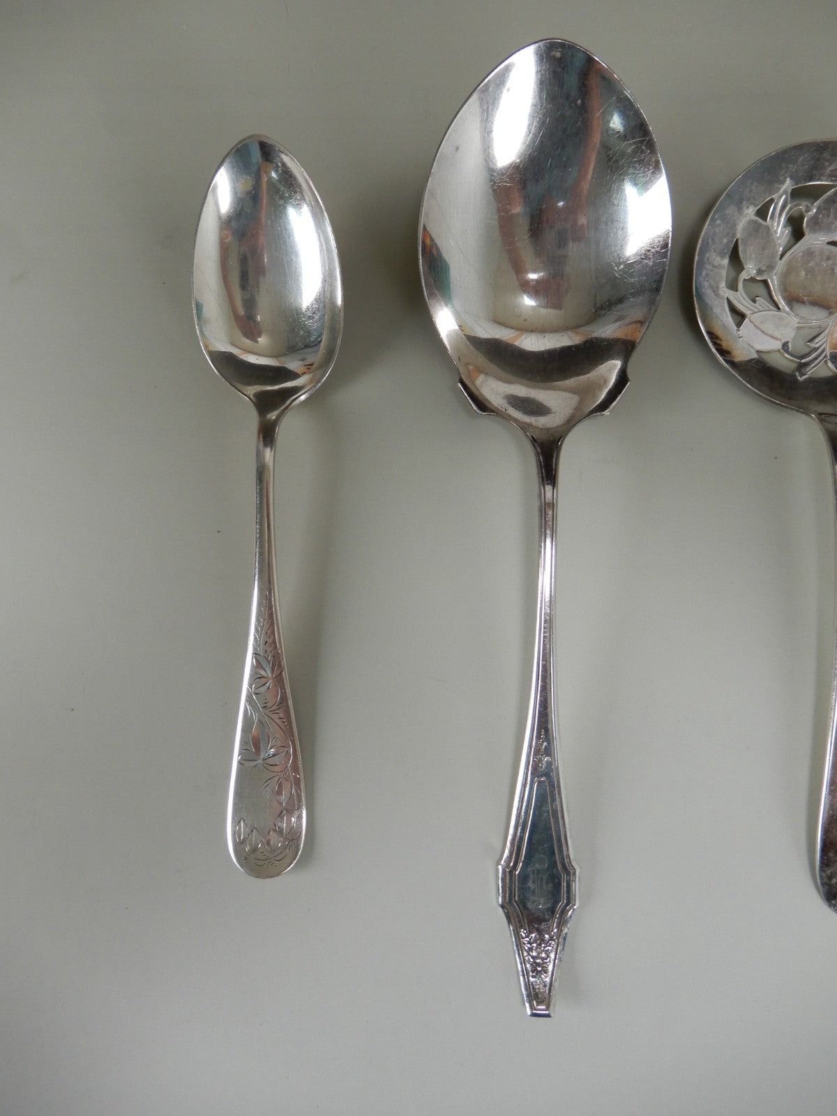 Lot of 4 Silver-Plated Kitchen Flatware Serving Pieces (Various Brands) As Is