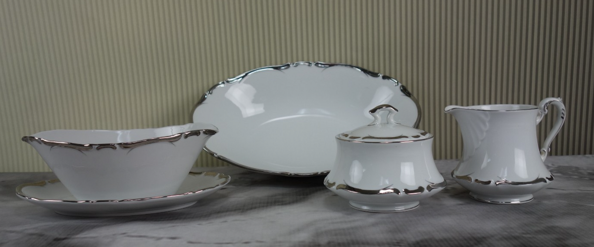 Harmony House "Starlight" Made in Japan~Oval Bowl,Gravy Boat,Creamer&Sugar Bowl