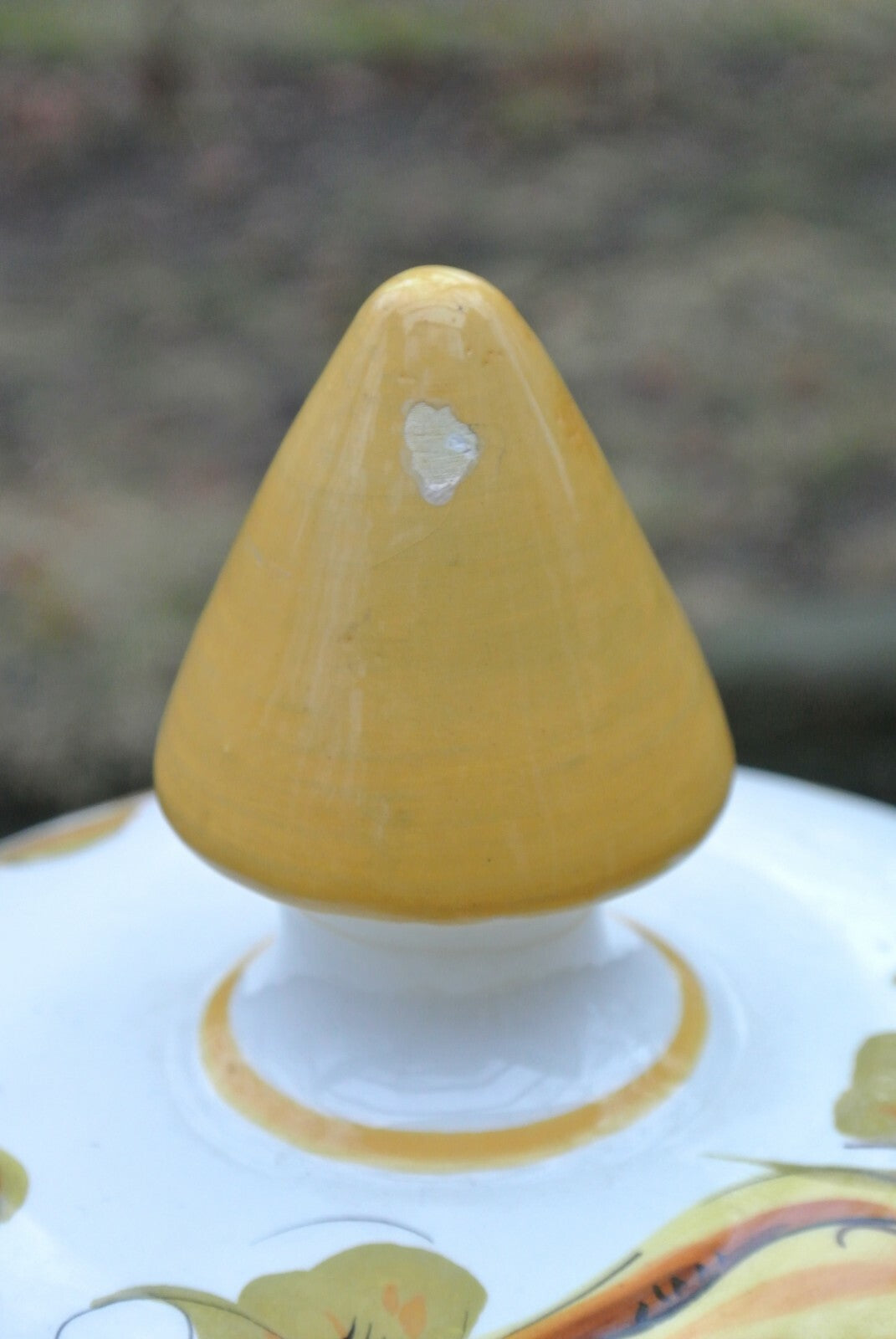 Vintage Italian Yellow Ceramic Tureen with Platter & Ladle Hand Painted