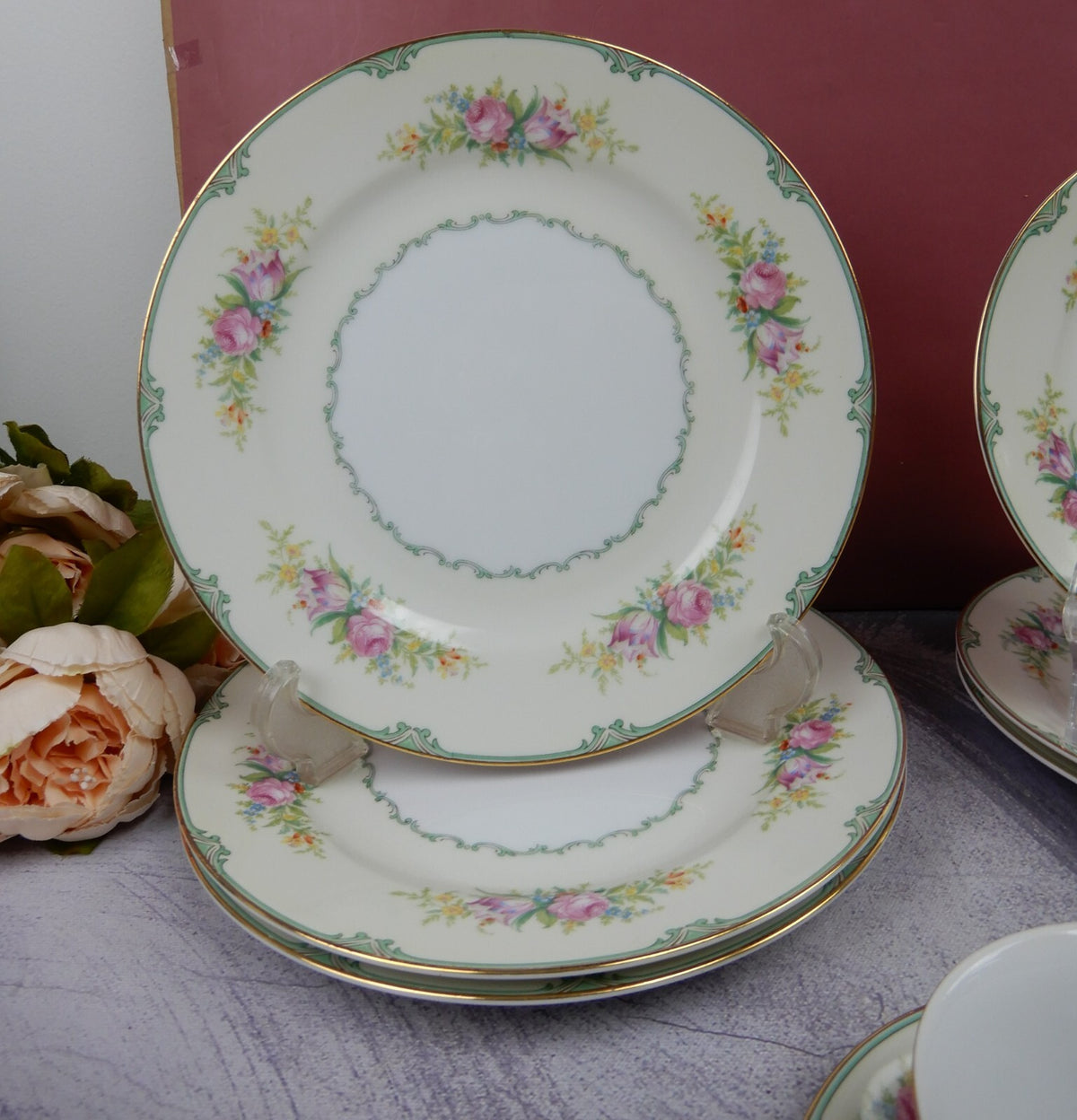 20 Piece Place Setting Vintage Morimura Fine China Made in Japan w/Roses