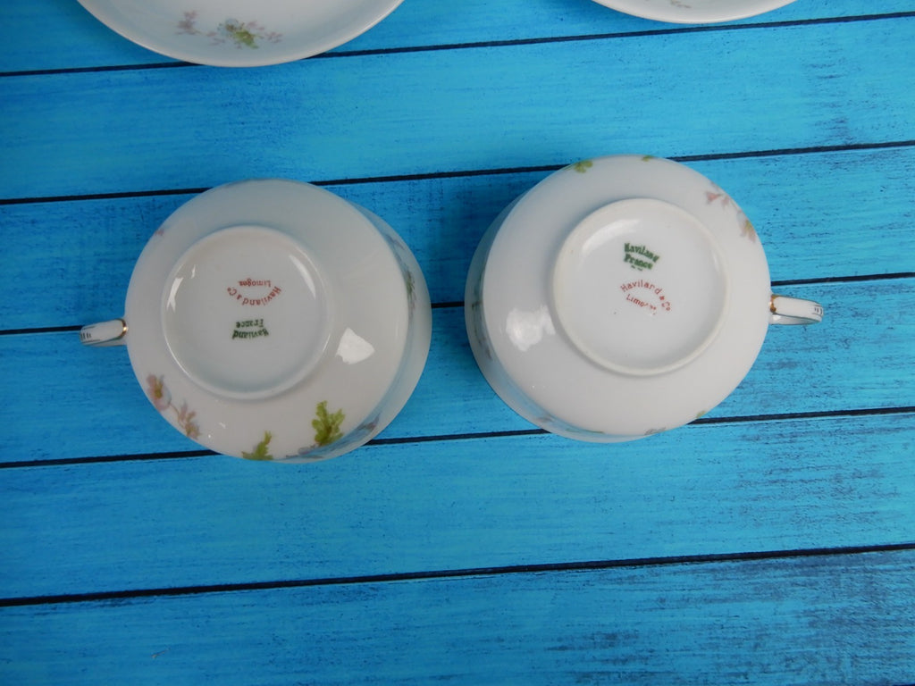 Vintage Set of Two Haviland Limoges Schleiger 79 Flat Cups And Saucers