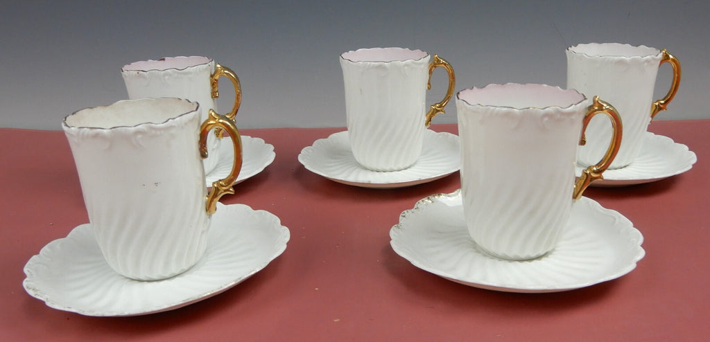 Vintage Set of 5 Demitasse Cup and Saucer No mark of Manufacturer