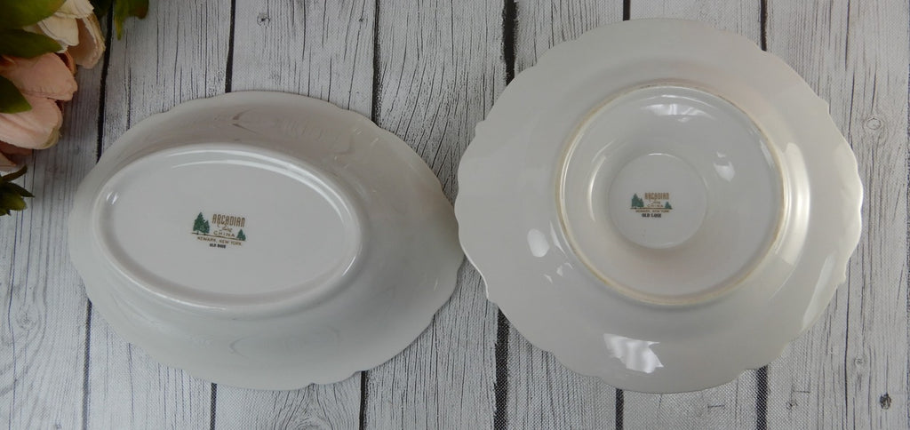 Vtg. Arcadian Fine China "Old Rose" Two Oval Serving Bowls and Gravy Bowl