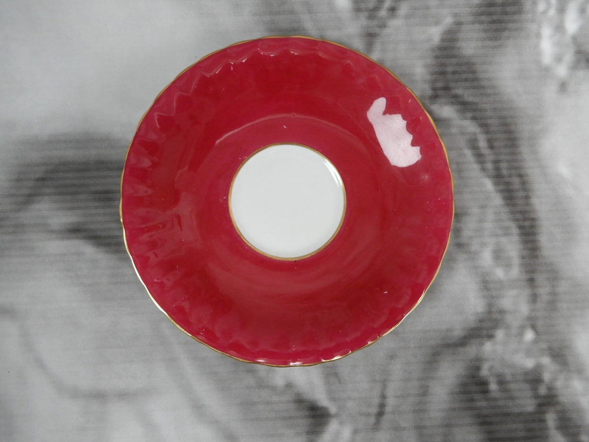 Vintage Aynsley "Orchard Fruit" England, Burgundy Cup, and Saucer Signed D.Jone