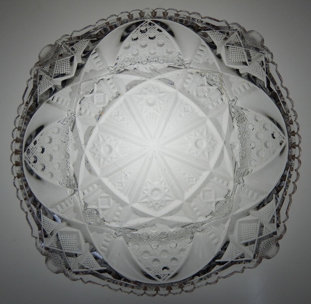 Vintage Clear Press Glass Lidded Round Butter Dish Gold Rims