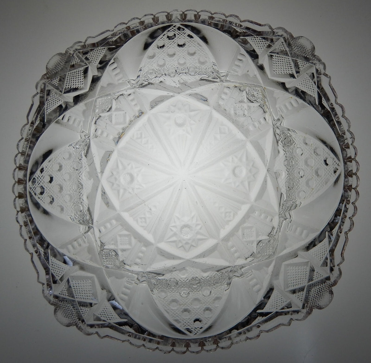 Vintage Clear Press Glass Lidded Round Butter Dish Gold Rims