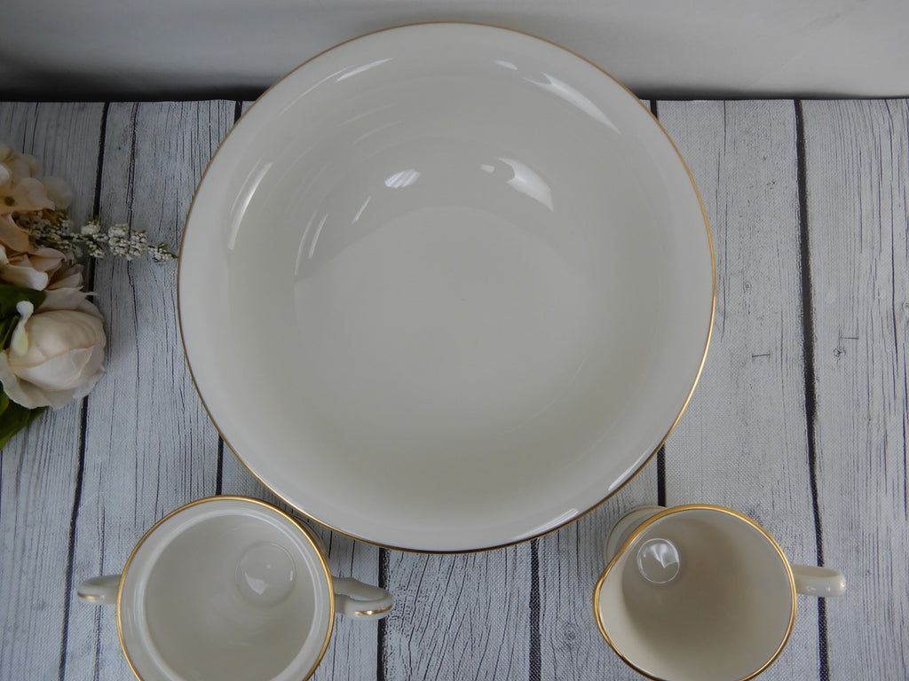 Vintage Pickard Gold Horizon~ Round Bowl, Creamer and Sugar Bowl Made in U.S.A.