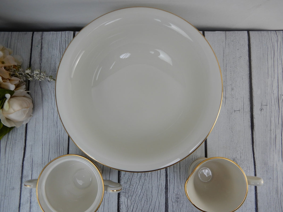 Vintage Pickard Gold Horizon~ Round Bowl, Creamer and Sugar Bowl Made in U.S.A.