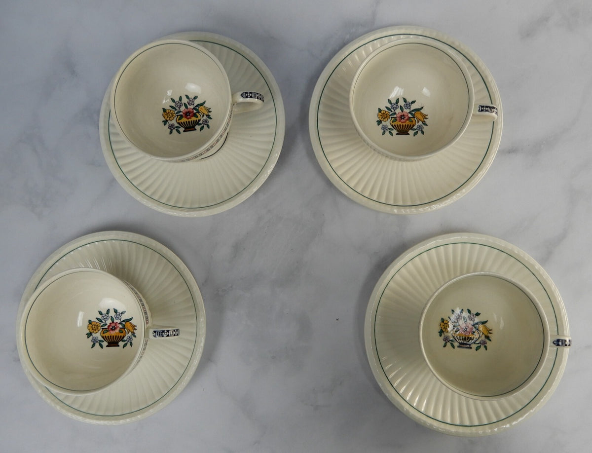 4 Wedgewood Trentham Red China Cups and Saucers Dated August /1 /1922