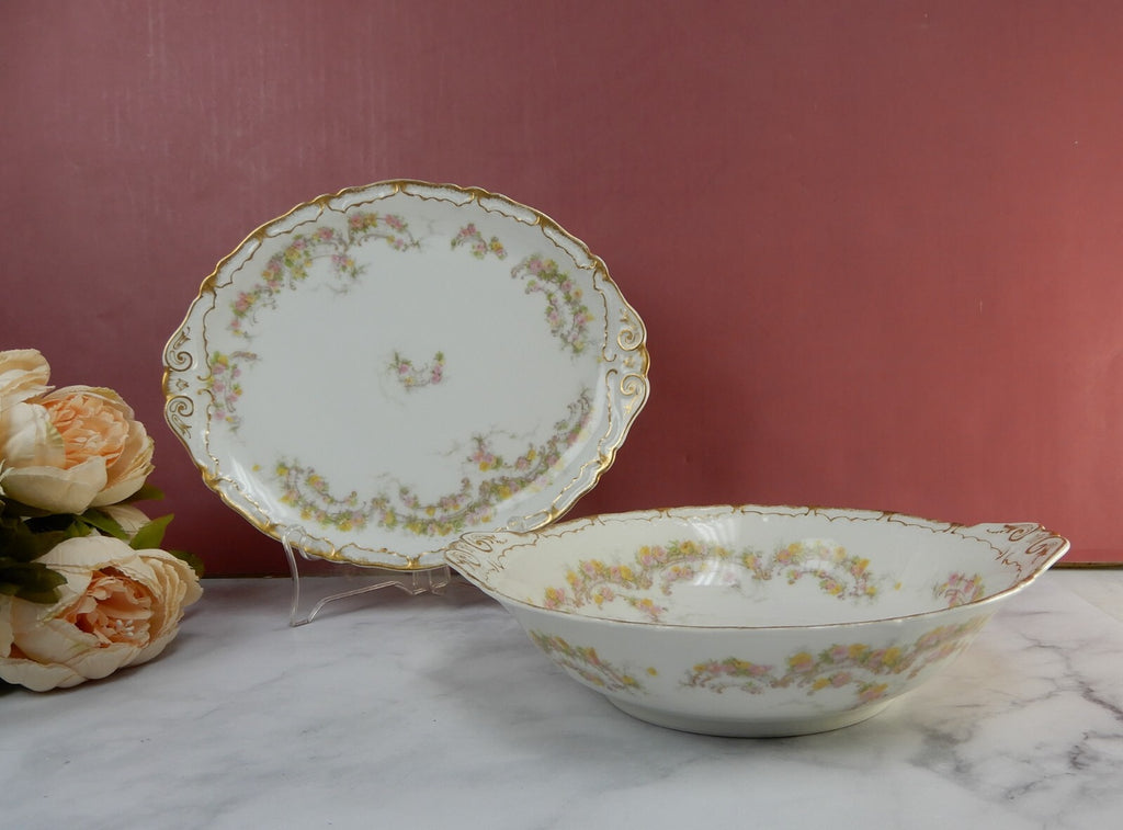 Haviland & Co Limoges Schleiger 475e Pattern Round Bowl and 10-5/8" Platter