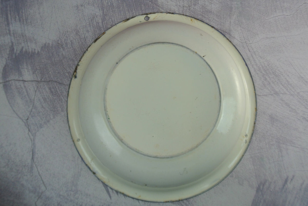 Pair Of Vintage Vintage White Black and Red Trimmed Enamelware As Is