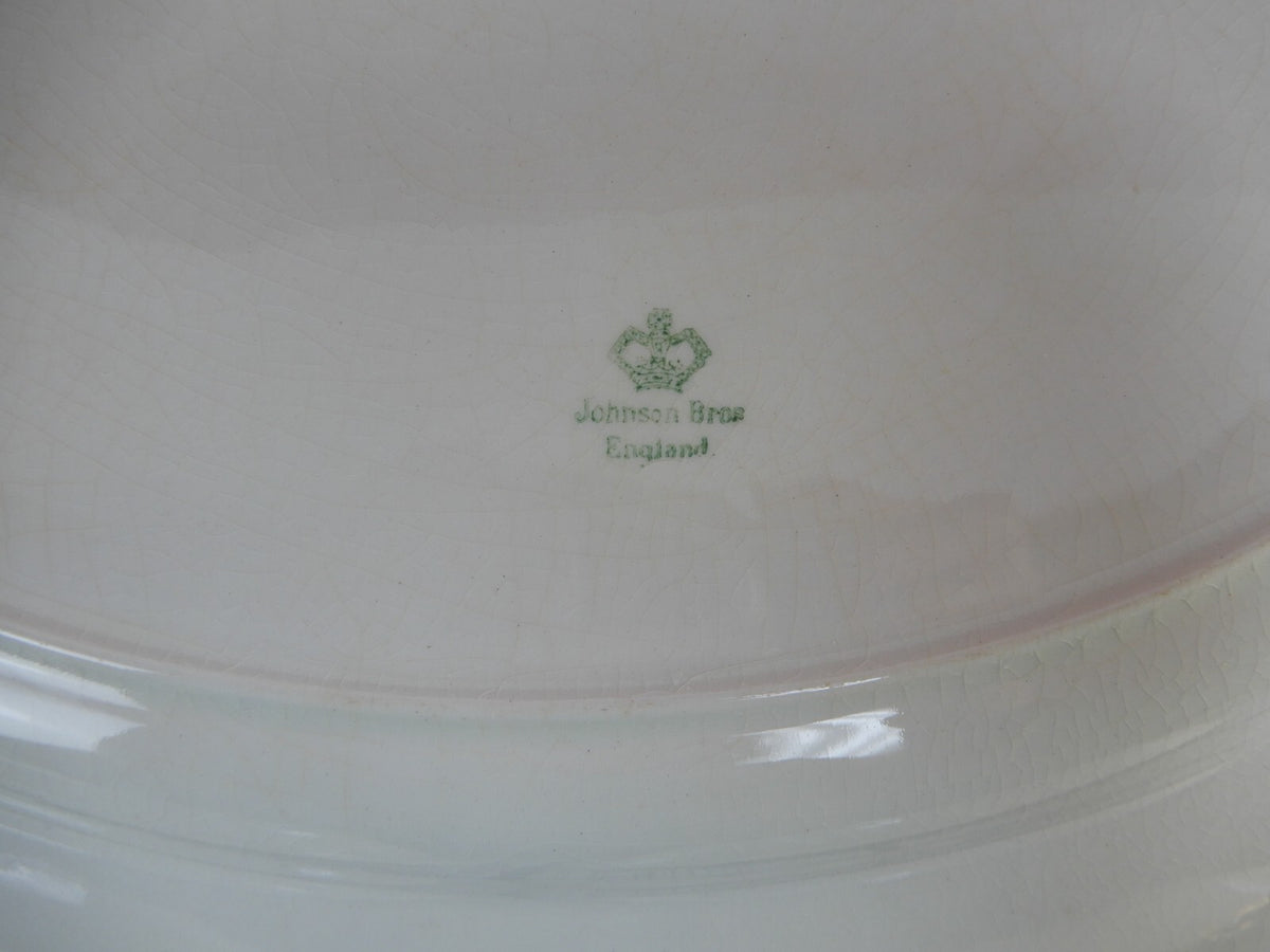 Johnson Brothers England White Gold and Black Rims Platter,Bowl,Dish