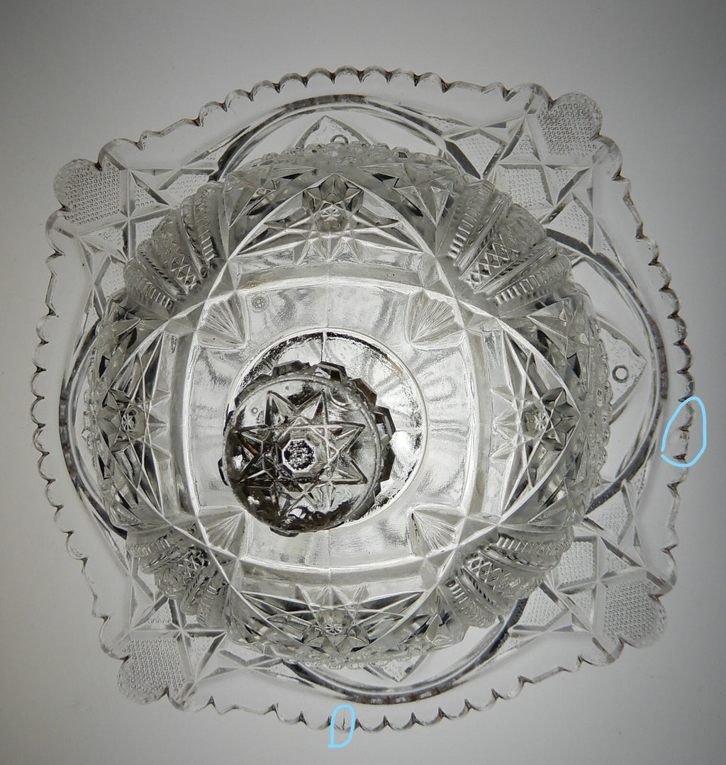 Vintage Clear Press Glass Lidded Round Butter Dish Gold Rims