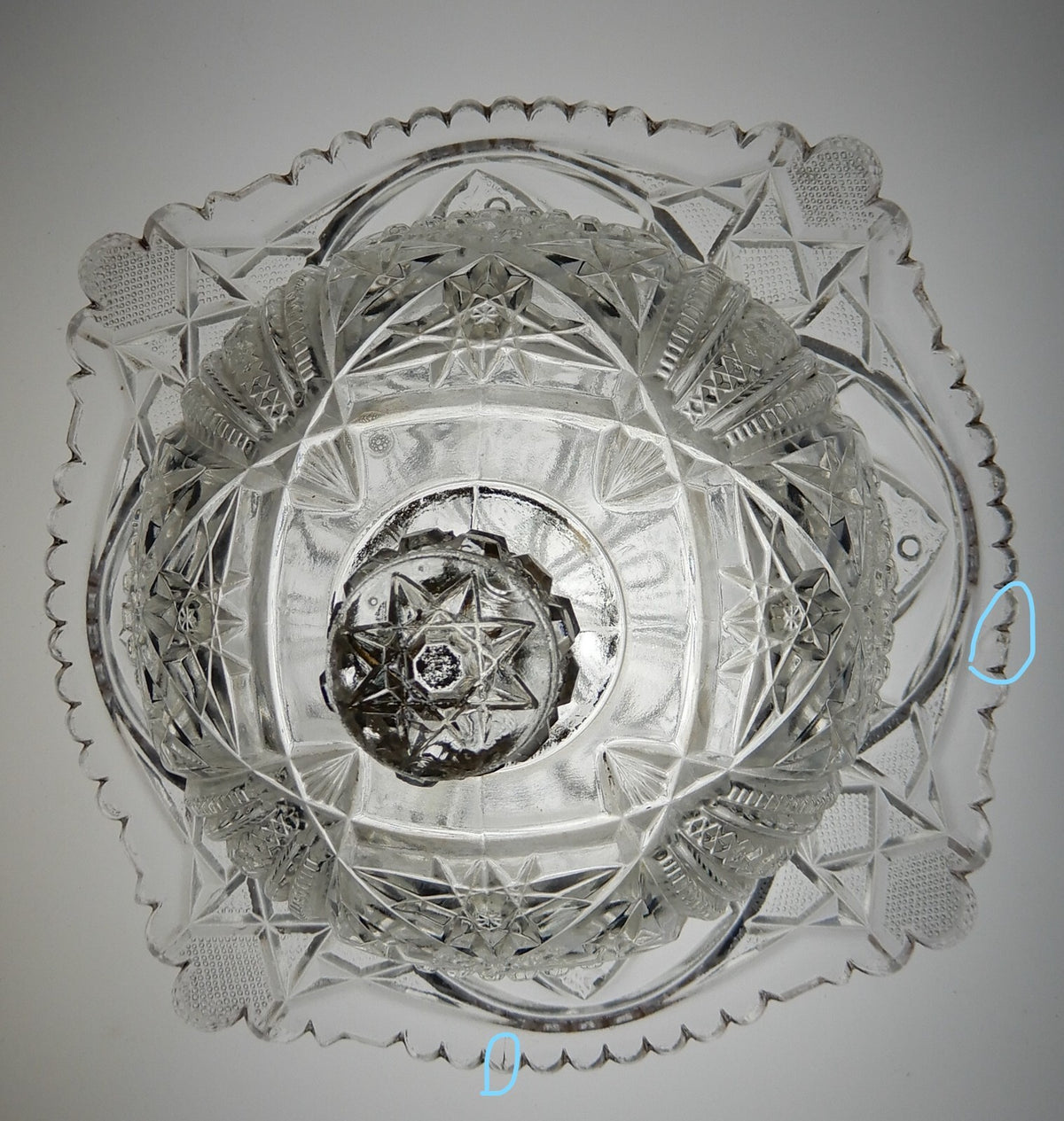 Vintage Clear Press Glass Lidded Round Butter Dish Gold Rims