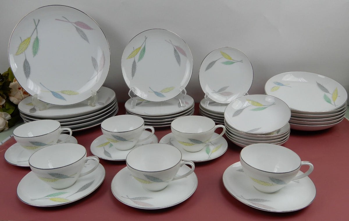 Vintage 42 Piece 6 Place Setting L & M China "DELICE" Pattern