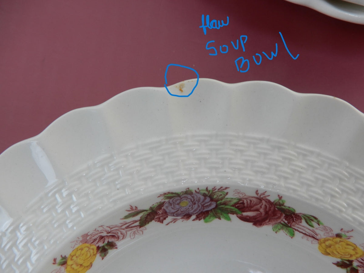 Set of 5 Piece Copeland Spode "Rose Briar" With Chips and Flaws Made In England