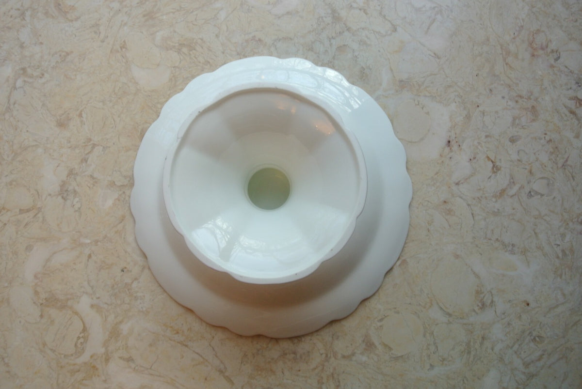 Vintage 1950's Ceramic White Compote with Blue and Gold  Rims