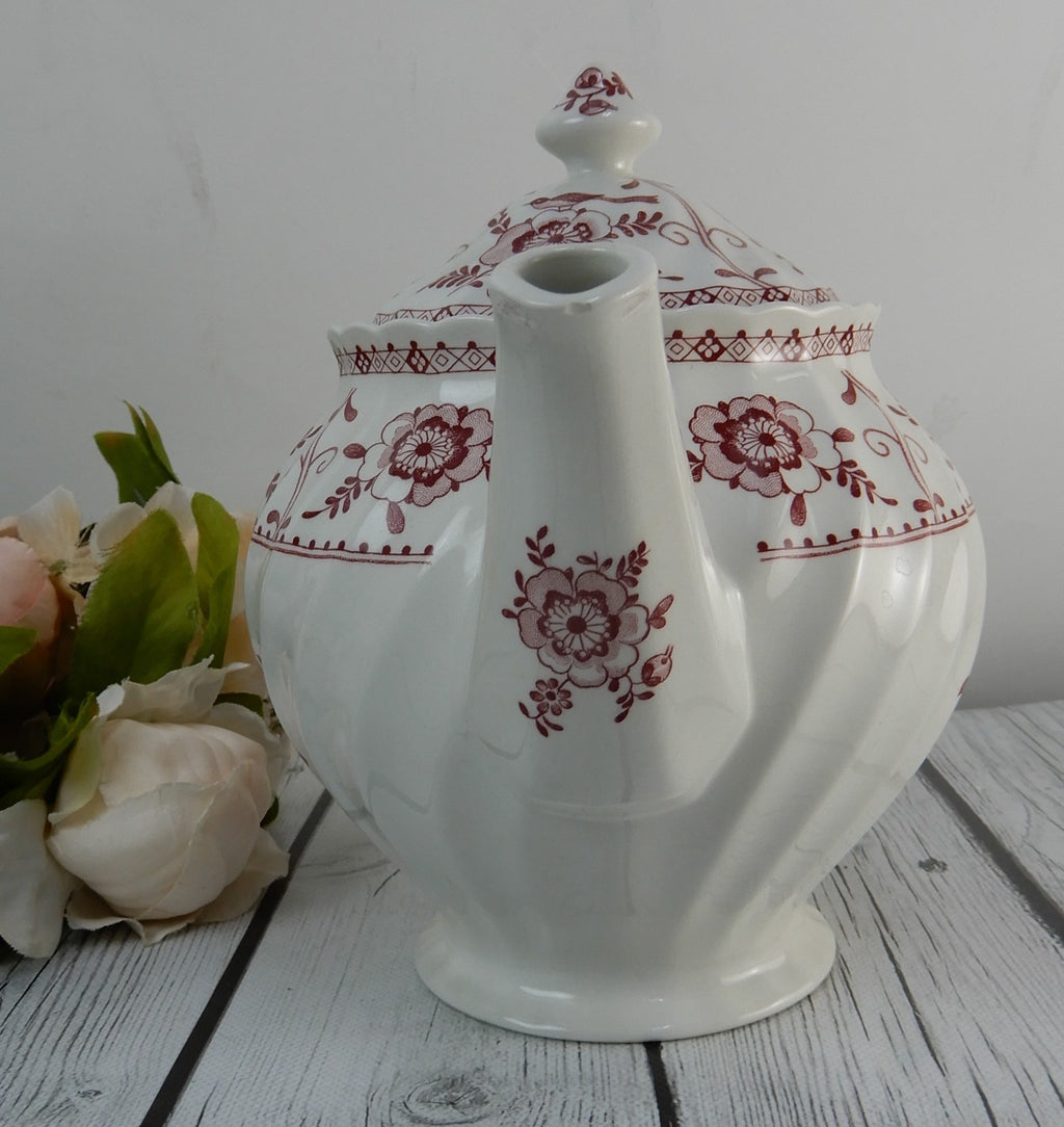 Vintage Johnson Bros. Indies White/ Pink Floral Ironstone Tea Pot England