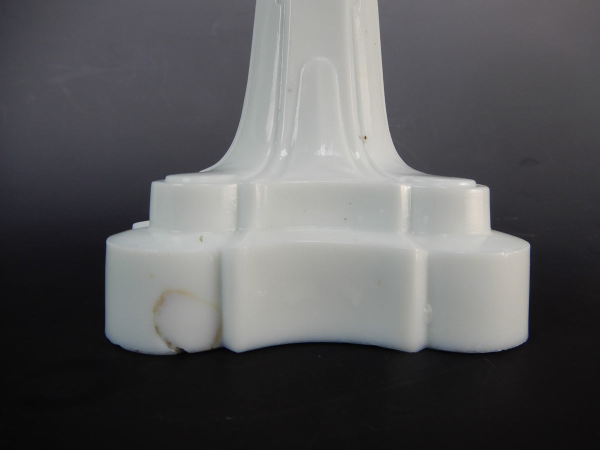 MFG Co No. 1 Queen Ann Burner White Milk Glass Base Oil Lamp