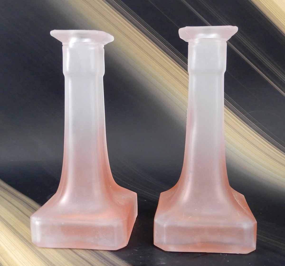 Taitu Italy Pink Frosted Blush Glass Taper Candleholder