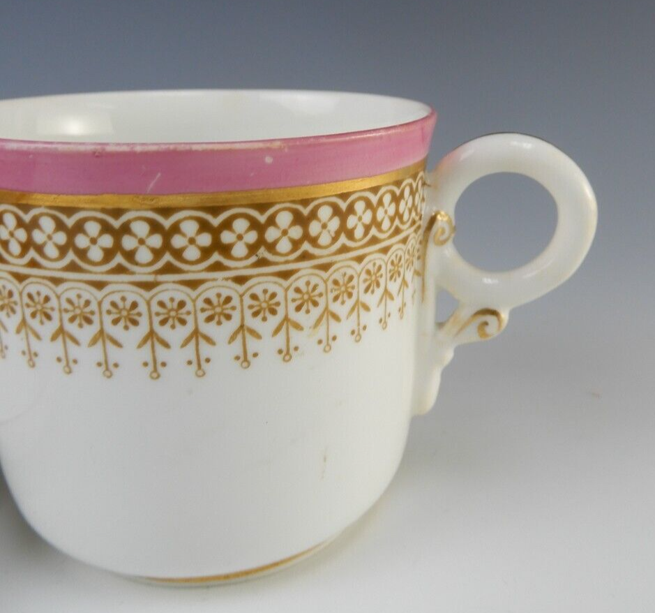 Antique Royal Worcester Floral Small English Cup and Saucer