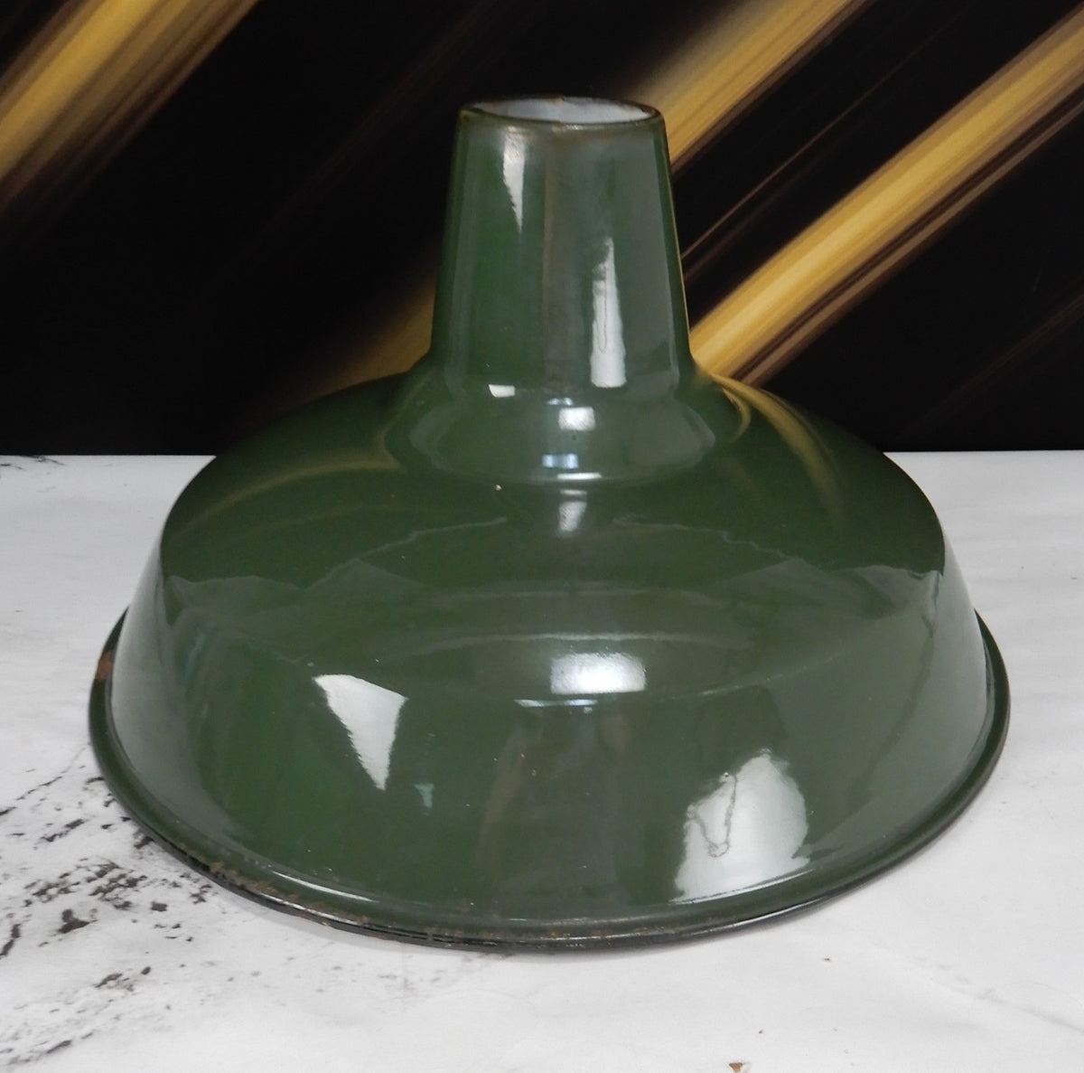 Vtg Benjamin 14” Green Porcelain Enamel Barn Light Shade Industrial Farmhouse