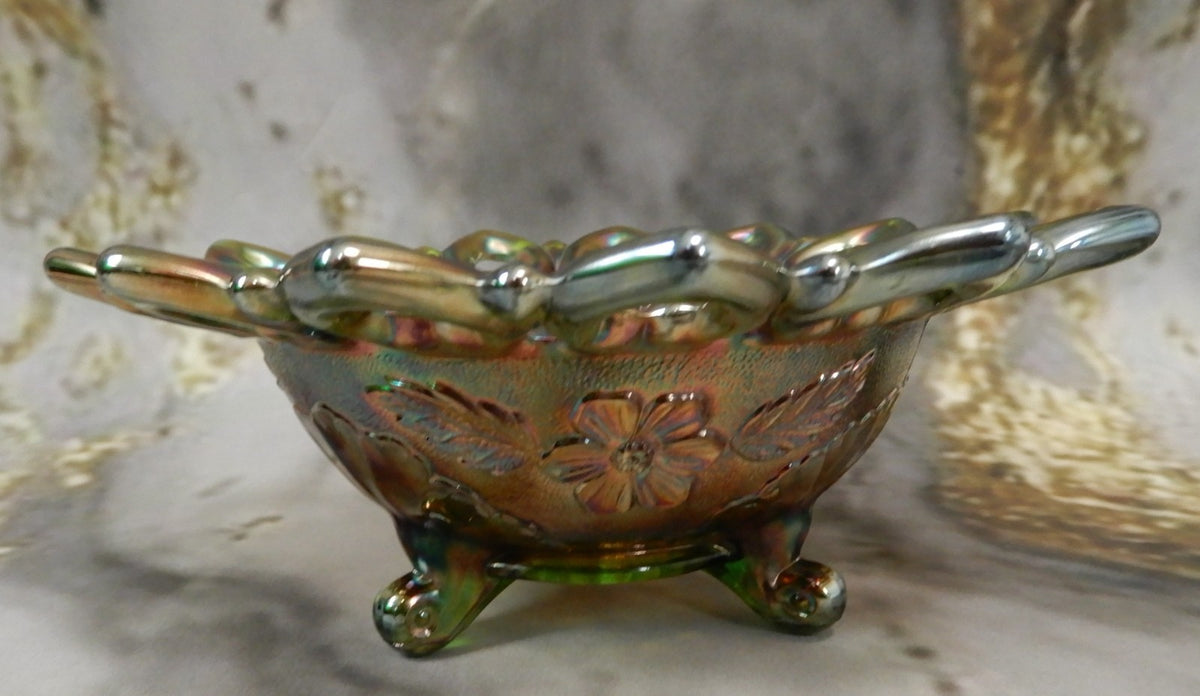 Beautiful Northwood Carnival Glass Wild Rose Open Edged Bowl