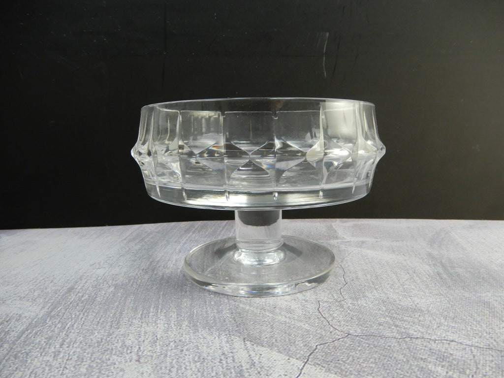 Vintage Crystal Glass Round Compote Signed