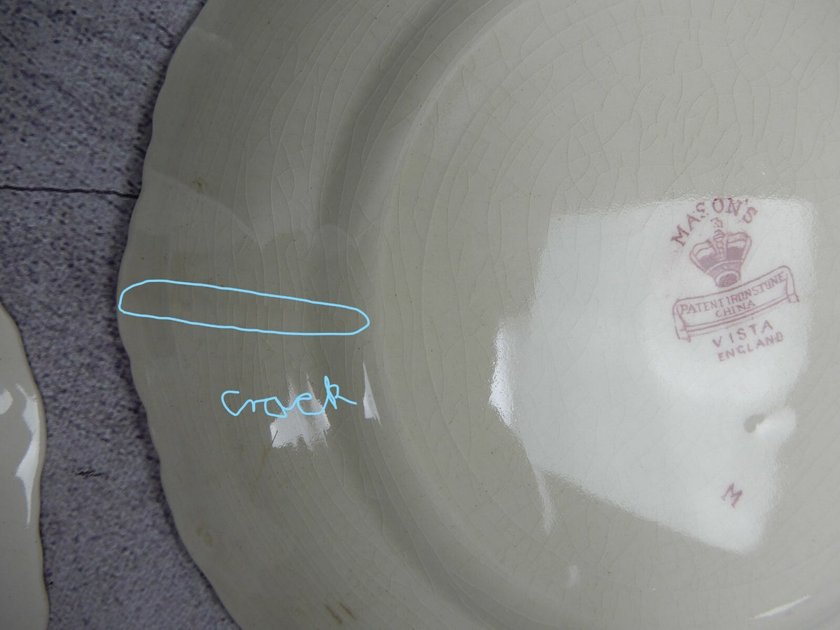 3 Mason's England Vista Red " 2 Luncheon Plate 1 Salad Plate " Made in England