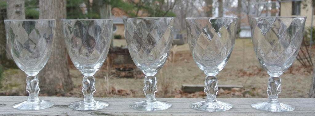 Set of 5 Crystal Waverly by HEISEY Wine Glasses