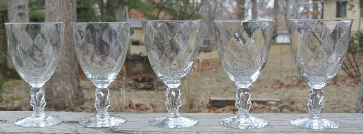 Set of 5 Crystal Waverly by HEISEY Wine Glasses